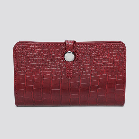 Long Purse/Clutch | Dark Red Croc