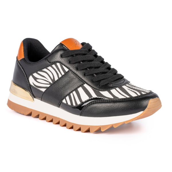 Saxon Zebra Print Trainer | Black