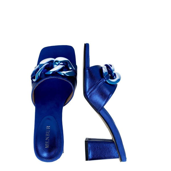 Meliade | Metallic Heeled Mule | Royal Blue