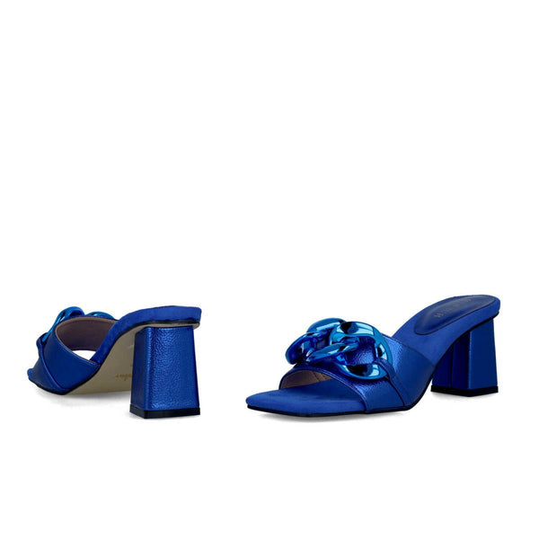 Meliade | Metallic Heeled Mule | Royal Blue