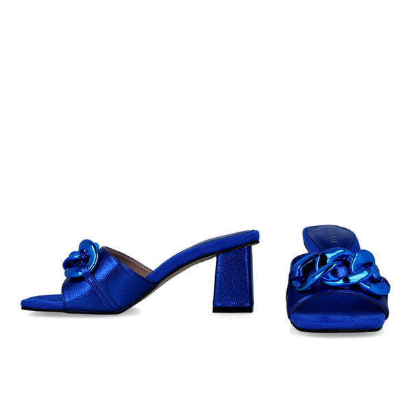 Meliade | Metallic Heeled Mule | Royal Blue