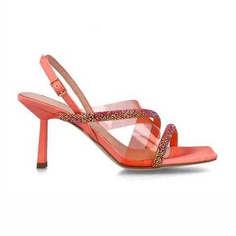 Crater Slim Heel Sandal | Peach