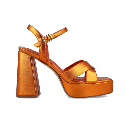 Triangulum Metallic Platform Sandal | Orange