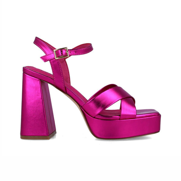 Triangulum Metallic Platform Sandal | Pink