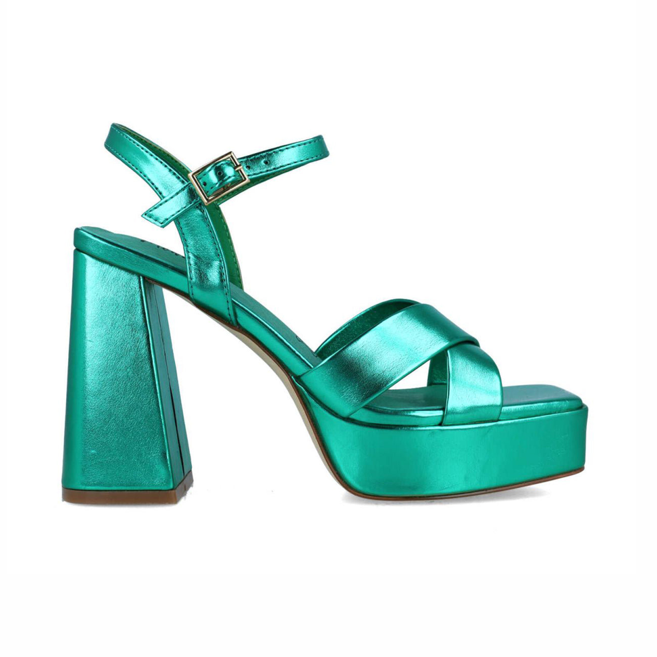 Triangulum Metallic Platform Sandal | Emerald Green