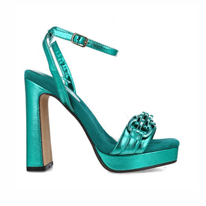 Vulpecula Metallic Platform Sandal | Emerald Green