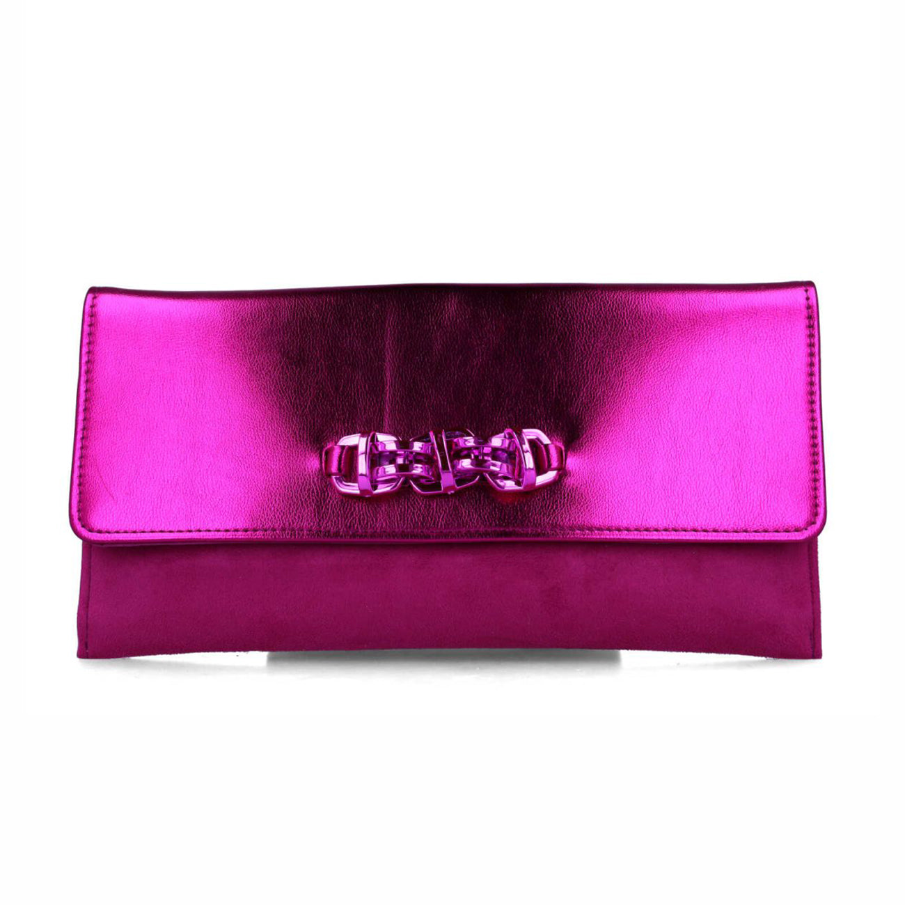 Vulpecula Metallic Clutch Bag | Fuchsia