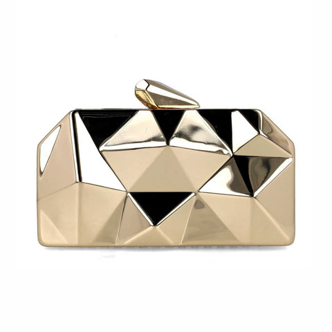 Hydra Geometric Metallic Clutch Bag | Gold