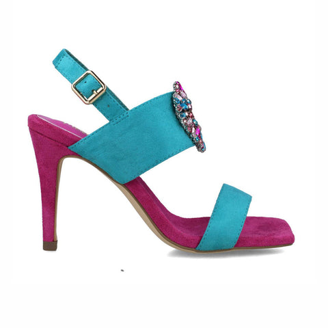 Sagittae Embellished Colour Block Sandal | Turquoise