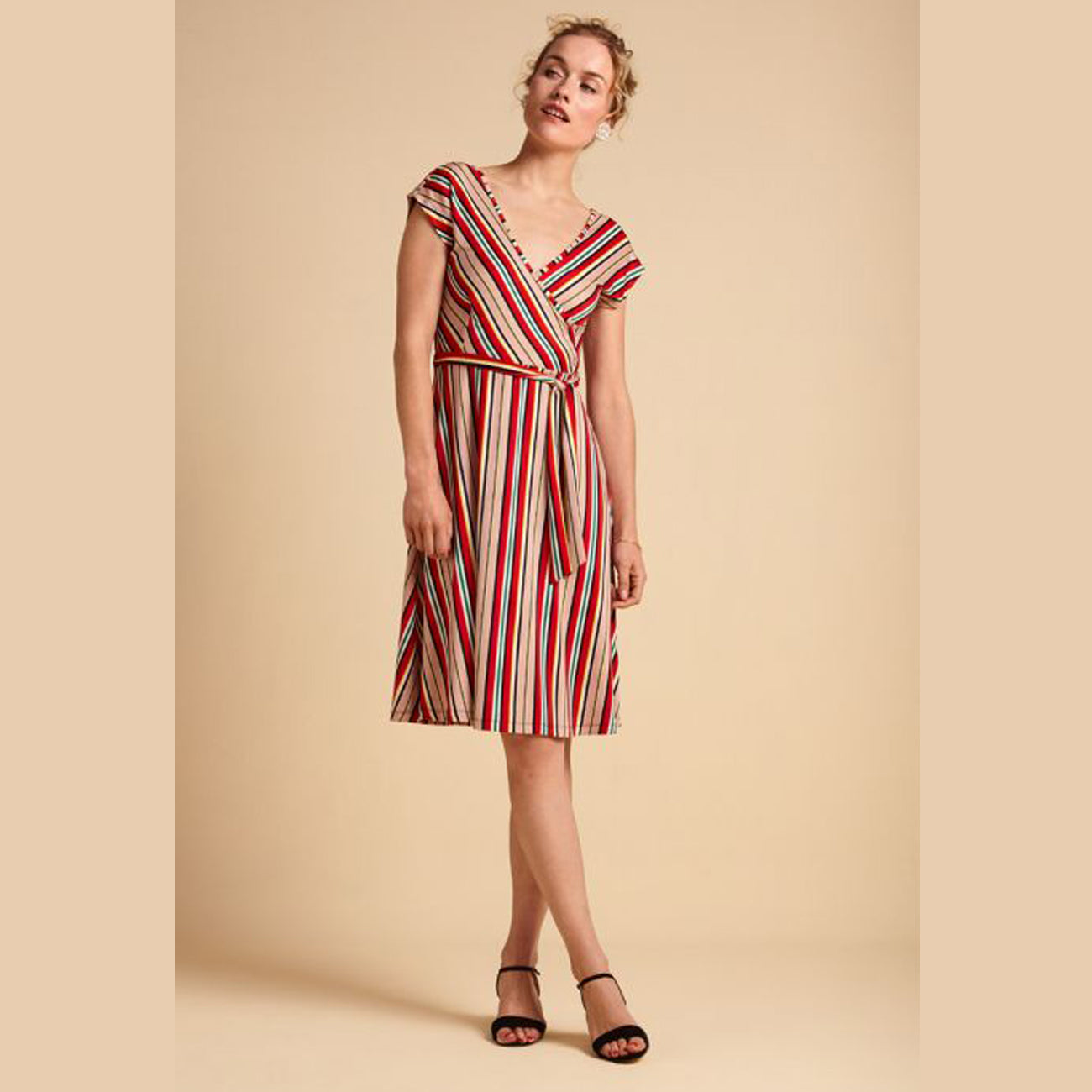 Mira Dress Lido Stripe | Chili Red