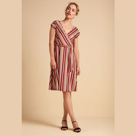 Mira Dress Lido Stripe | Chili Red