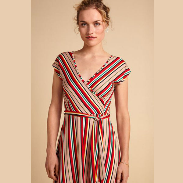 Mira Dress Lido Stripe | Chili Red