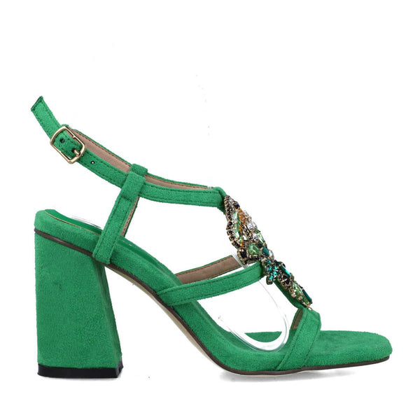 Normae Embellished Block Heel Sandal | Emerald Green