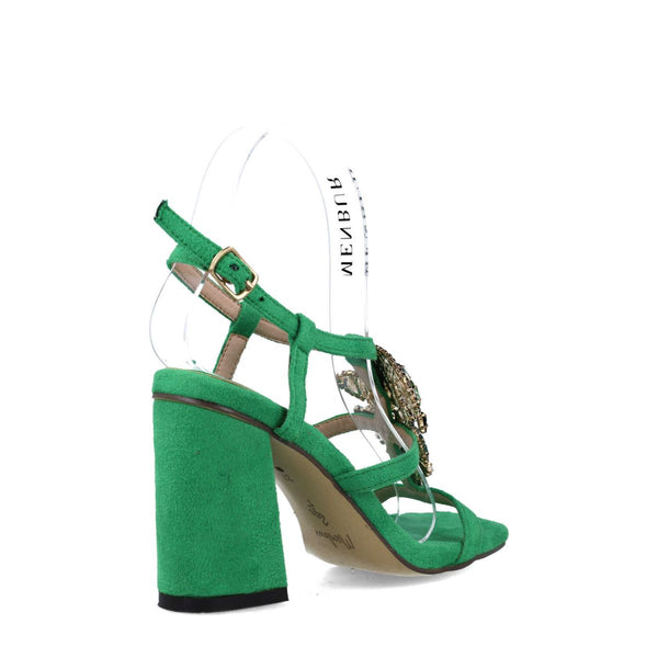 Normae Embellished Block Heel Sandal | Emerald Green