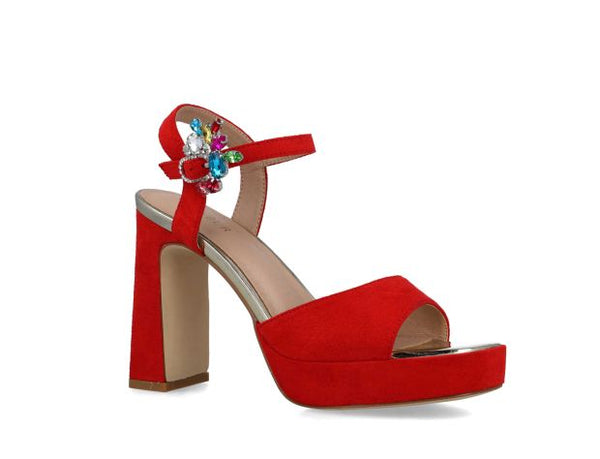 Orion Embellished Platform Sandal | Red