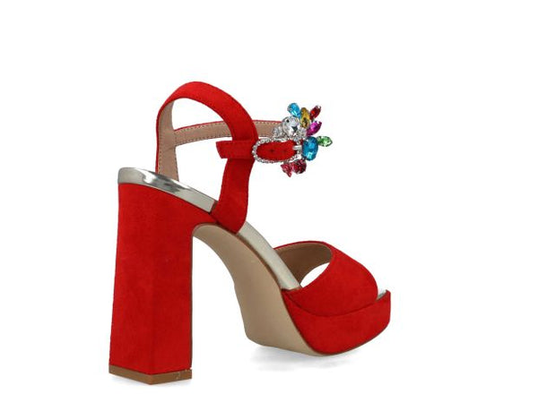 Orion Embellished Platform Sandal | Red