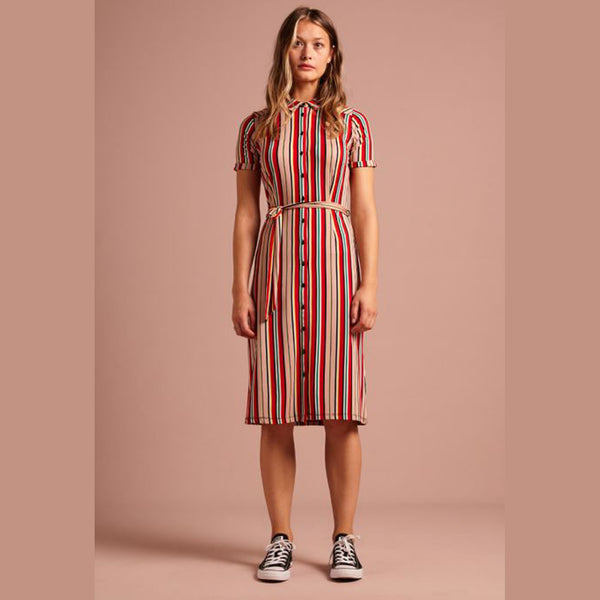 Rosie Slimfit Dress Lido Stripe | Chili Red