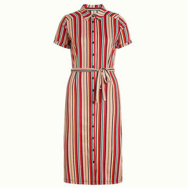 Rosie Slimfit Dress Lido Stripe | Chili Red