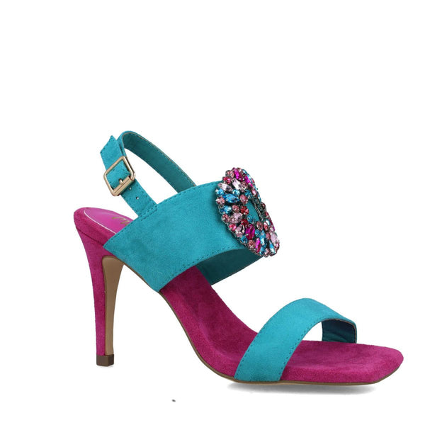 Sagittae Embellished Colour Block Sandal | Turquoise