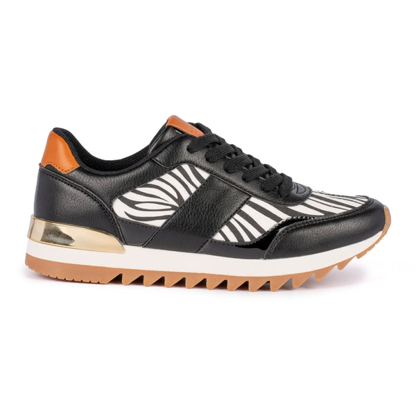 Saxon Zebra Print Trainer | Black