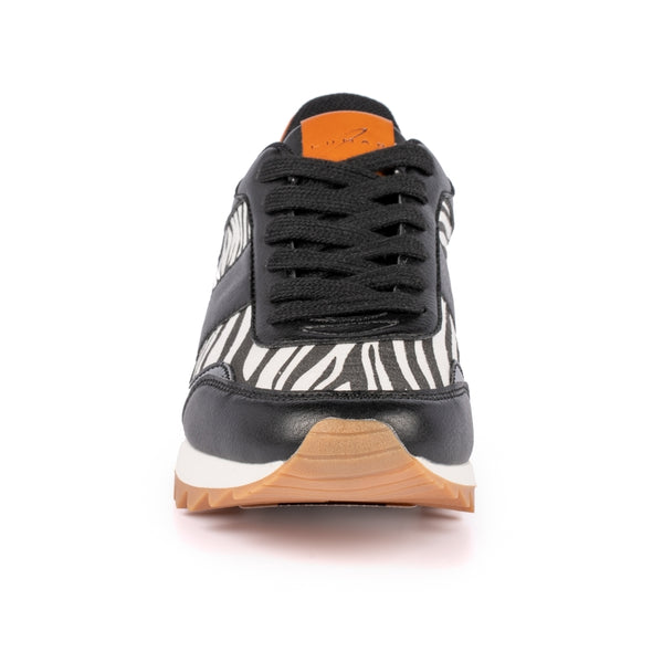 Saxon Zebra Print Trainer | Black