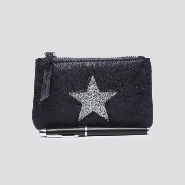 Medium Metallic Star Purse | Navy