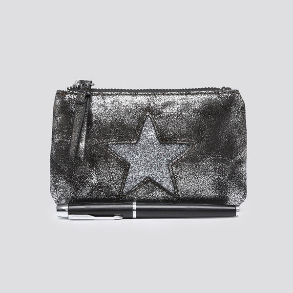 Medium Metallic Star Purse | Pewter