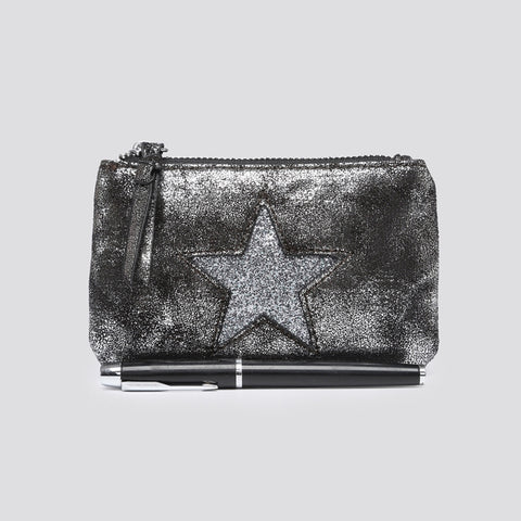 Medium Metallic Star Purse | Pewter