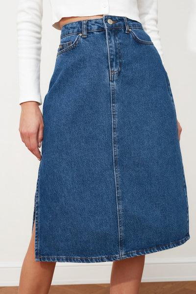 Trendyol Denim Midi Straight Skirt