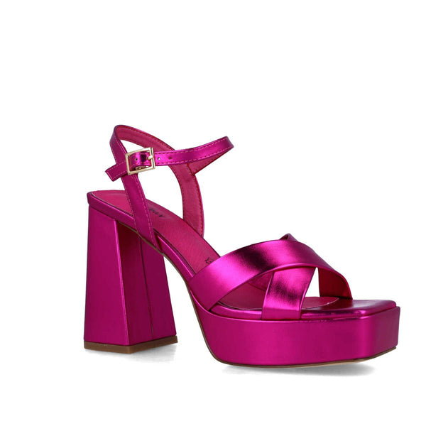 Triangulum Metallic Platform Sandal | Pink