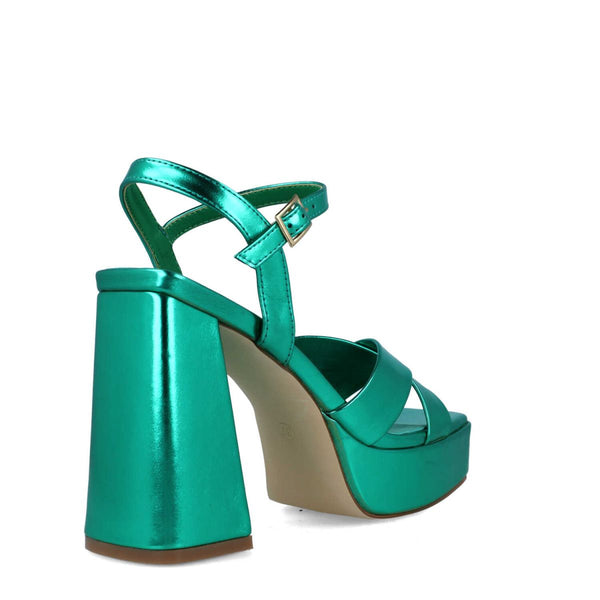 Triangulum Metallic Platform Sandal | Emerald Green