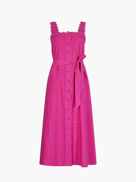 Summer Ric Rac Midi Dress | J1UAN | Magenta