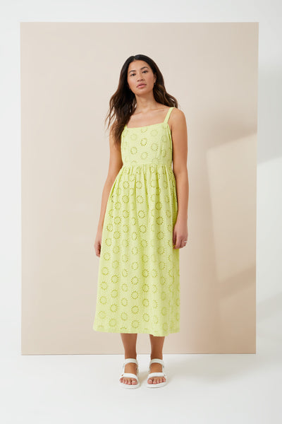 Daisy Cut Out Strappy Midi Dress | J1UAR | Lime Zest