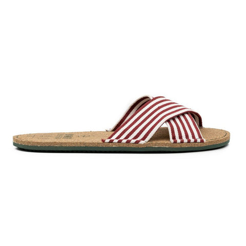 Alanis | Vegan Recycled Cotton Sandal | White/Bordeaux