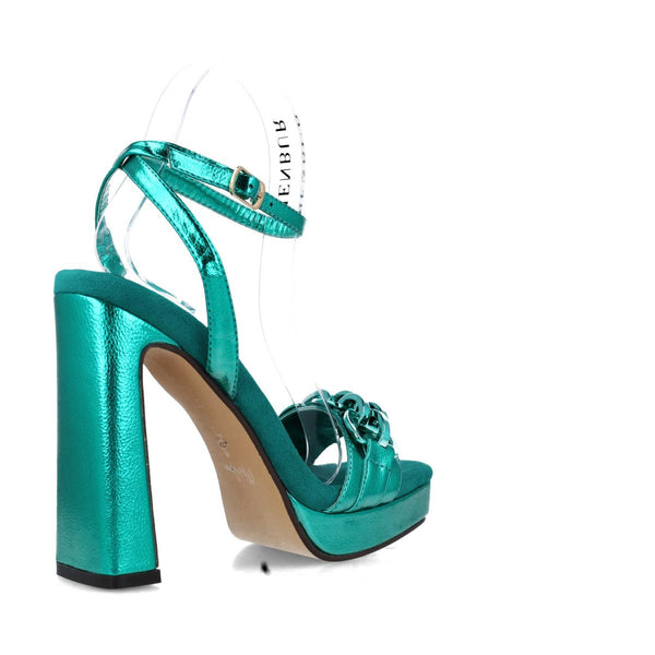 Vulpecula Metallic Platform Sandal | Emerald Green