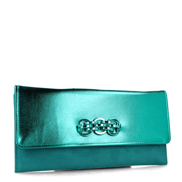 Vulpecula Metallic Clutch Bag | Emerald Green