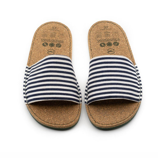 Beatrice | Vegan Recycled Sandal | White/Blue
