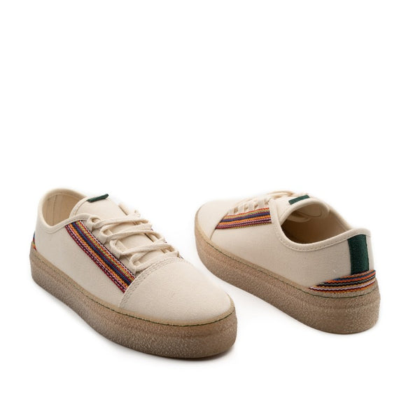 Carla | Vegan Recycled Cotton Trainer | Off White