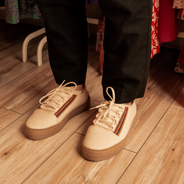 Carla | Vegan Recycled Cotton Trainer | Off White